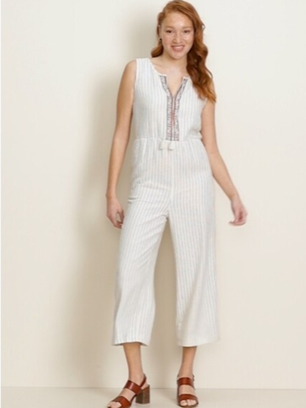 Old Navy | Linen Blend Pinstripe Bohemian Style Jumpsuit